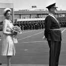 King Baudouin and Queen Fabiola visted Norway in 1965. Here, King Olav, Crown Prince Harald and Princess Astrid await their arrival at Fornebu airport (Photo: Hordnes / NTB / Scanpix)